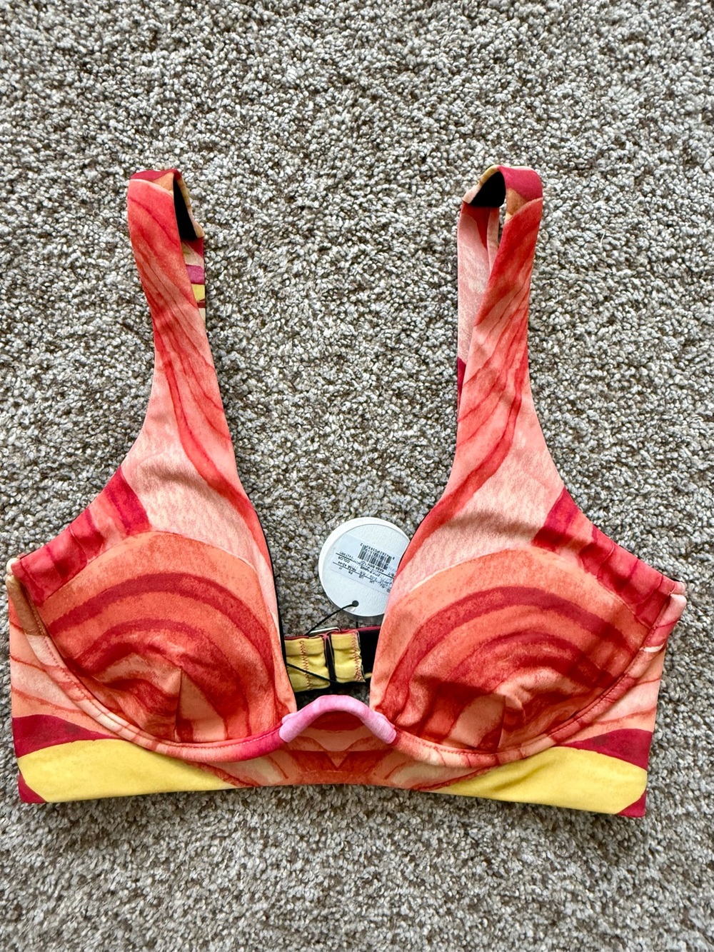 Andrea Iyamah Kasa Longline Underwire Bikini Top Sunset Coral Yellow Red 8 10 - Picture 5 of 6